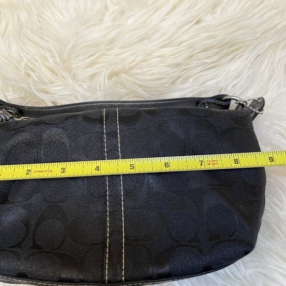 Vintage Y2k Coach Black Glitter Python Leather Handle Mini Hand Shoulder Bag - Picture 8 of 9